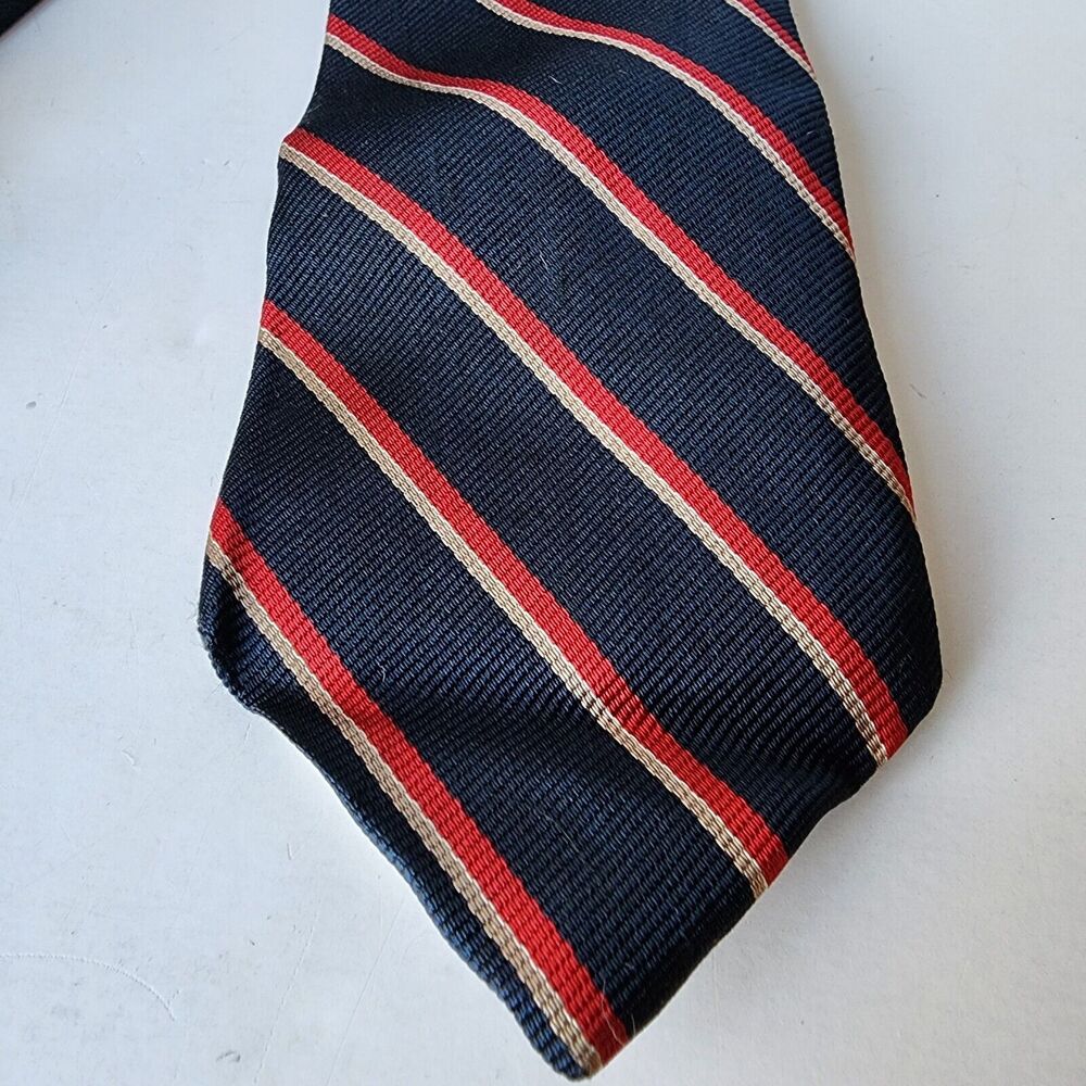 Vintage Brownstone Tie 100% Silk Mens Necktie Striped Blue Red 3"x56"